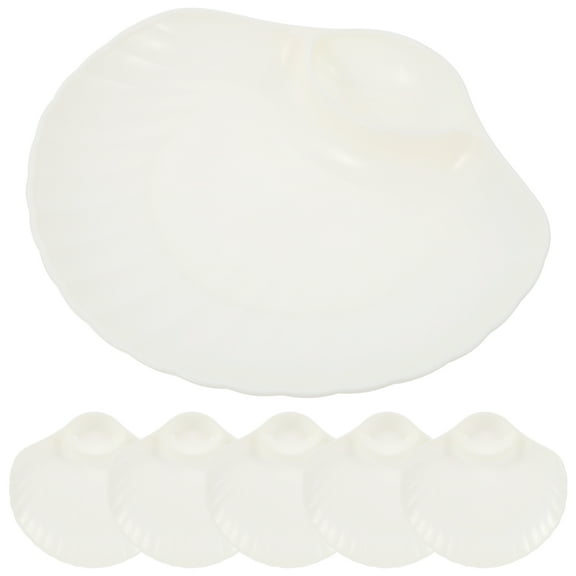 COMPUKAS Dumpling Dipping Plate White 6Pcs 7.3X6.9X0.8In
