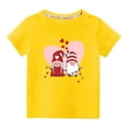 thumbnail image 2 of Lilgiuy Toddler Boys Girls Valentine's Day T-Shirt Unisex Solid Color Short Sleeve Lightweight Tees Love Heart Gnome Kids Tops for Home Leisure (Yellow), 2 of 5