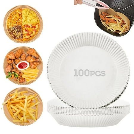 

Nightwill 100Pcs Air Fryer Parchment Paper Liners Non-Stick Disposable Air Fryer Liners(White)