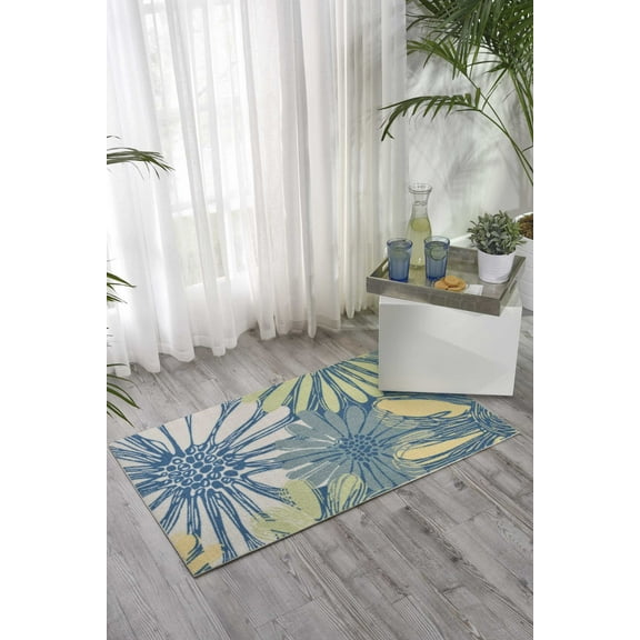 Nourison Home & Garden Indoor/Outdoor Blue 2'3" x 3'9" Area Rug, (2x4)