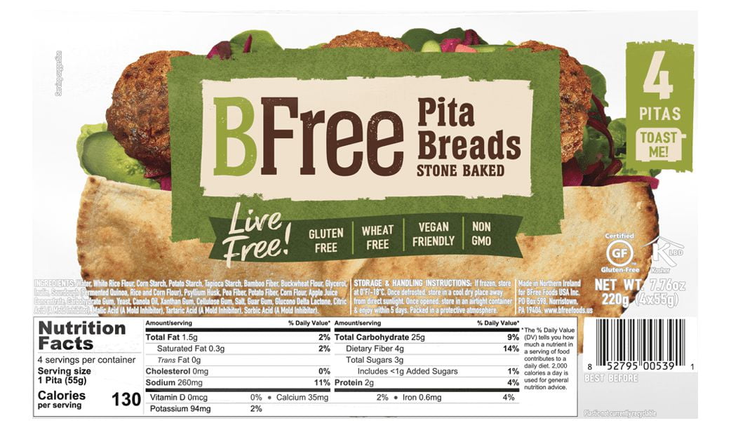 BFree Foods, Gluten Free, Stone Baked Pita Bread, 4 Count, 7.76oz