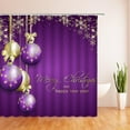 thumbnail image 3 of Christmas Shower Curtain Gold Purple Christmas Balls Xmas Snowflake Winter Holiday Happy New Year Merry Christmas Balls Decoration Fabric Bathroom Curtain Set with Hook, 3 of 3