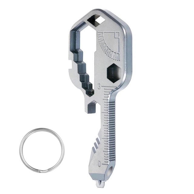 Jinsinto Multifunction Keychain, 24 in 1 Key Tools and Gadgets, Pocket Multi Tool, Outdoor Key Chain Tool for Father's Day Gift, Best Birthday Gifts for Dad, Husband, Men (Silver)
