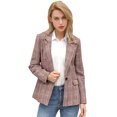 thumbnail image 1 of Blazers para mujer Chaqueta tipo blazer a cuadros con solapa con muesca Boyfriend borgoña XS, 1 of 6