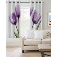 thumbnail image 3 of Blackout Curtains for Bedroom, Purple Tulip Room Darkening Window Drapes for Living Room, Aesthetic&nbsp;Pastoral Flower Floral Spring Thermal Insulated Grommet Curtains, 27.5x39 inch, 2 Panels, 3 of 9