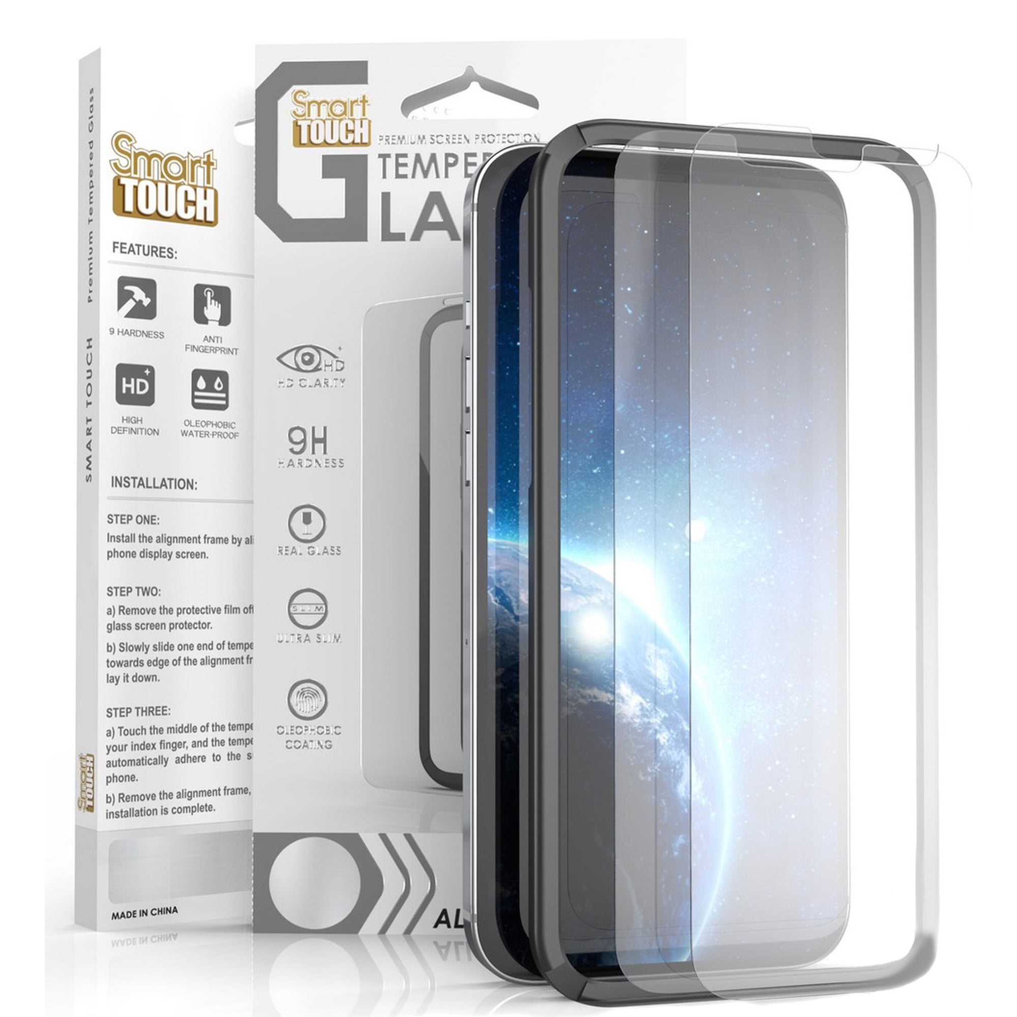 2x Protection écran Verre Trempé HD Pour IPhone 11 à 16 Pro Max - Avec Outil Alignement Auto