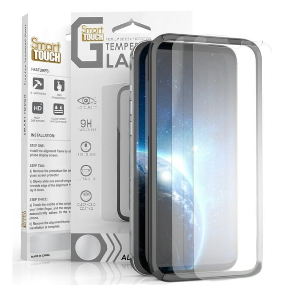 EZ Install Frame and 2X Tempered Glass Screen Protector Guard Scratch/Crack Saver for Apple iPhone 12 and iPhone 12 Pro (2020, 6.1" Model)