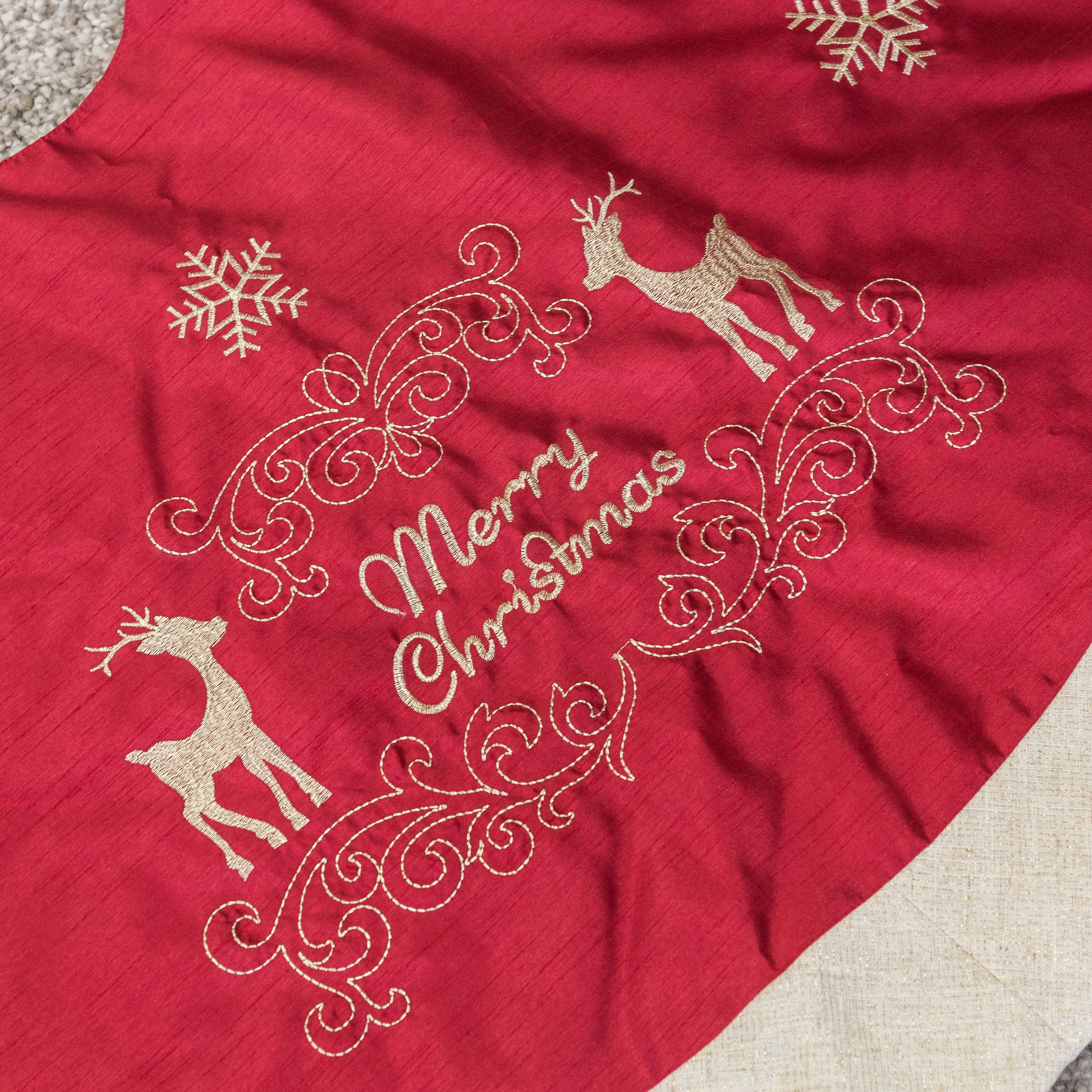 Merry Christmas 56 in. Red Christmas Tree Skirt
