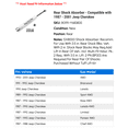 thumbnail image 2 of Rear Shock Absorber - Compatible with 1987 - 2001 Jeep Cherokee 1988 1989 1990 1991 1992 1993 1994 1995 1996 1997 1998 1999 2000, 2 of 4