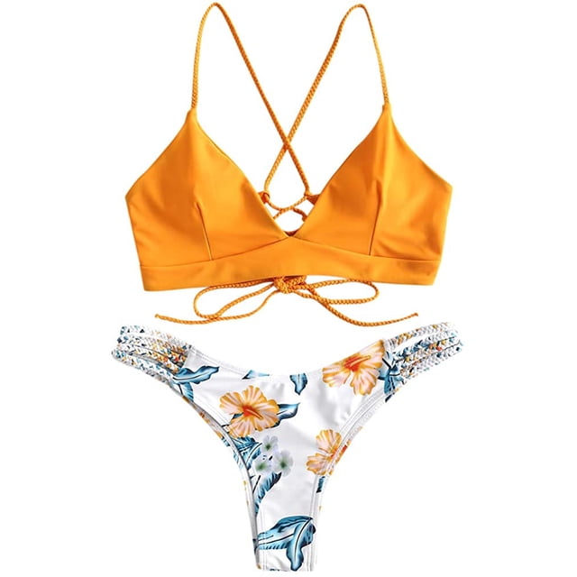 Bañador de bikini tipo bralette entrecruzado con cordones y estampado a escala para mujer Sailing Electrónica
