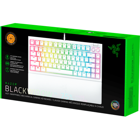 Razer - BlackWidow V4 75% Wired Orange Switch Gaming Keyboard with Hot-Swappable Design - White