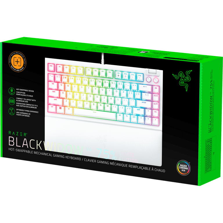 Razer BlackWidow V4 75% Mechanical Gaming Keyboard: Hot-Swappable Design -  Compact & Durable - Orange Tactile Switches - Chroma RGB - MF Roller 