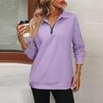 thumbnail image 5 of Mohiass Women Half Zip Oversized Sweatshirts Long Sleeve Solid Color Drop Shoulder Fleece Workout Pullover Purple S, 5 of 7
