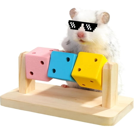 mirlewaiy Hamster Enrichment Toys, Hamster Chew Toys, Wooden Small Animal Cage Accessories, for Syrian & Dwarf Hamsters, Gerbils, Rats