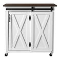 thumbnail image 2 of Maklaine Engineered Wood Barn - Door Kitchen Cart in Dark Brown / White, 2 of 3