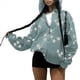 thumbnail image 3 of Sudadera con Capucha y Estampado de Estrellas con Cremallera para Mujer, Sudaderas , Conjuntos de Moda de Otoño, Ropa de Pareja de Forro Y2K. Azul L, 3 of 9
