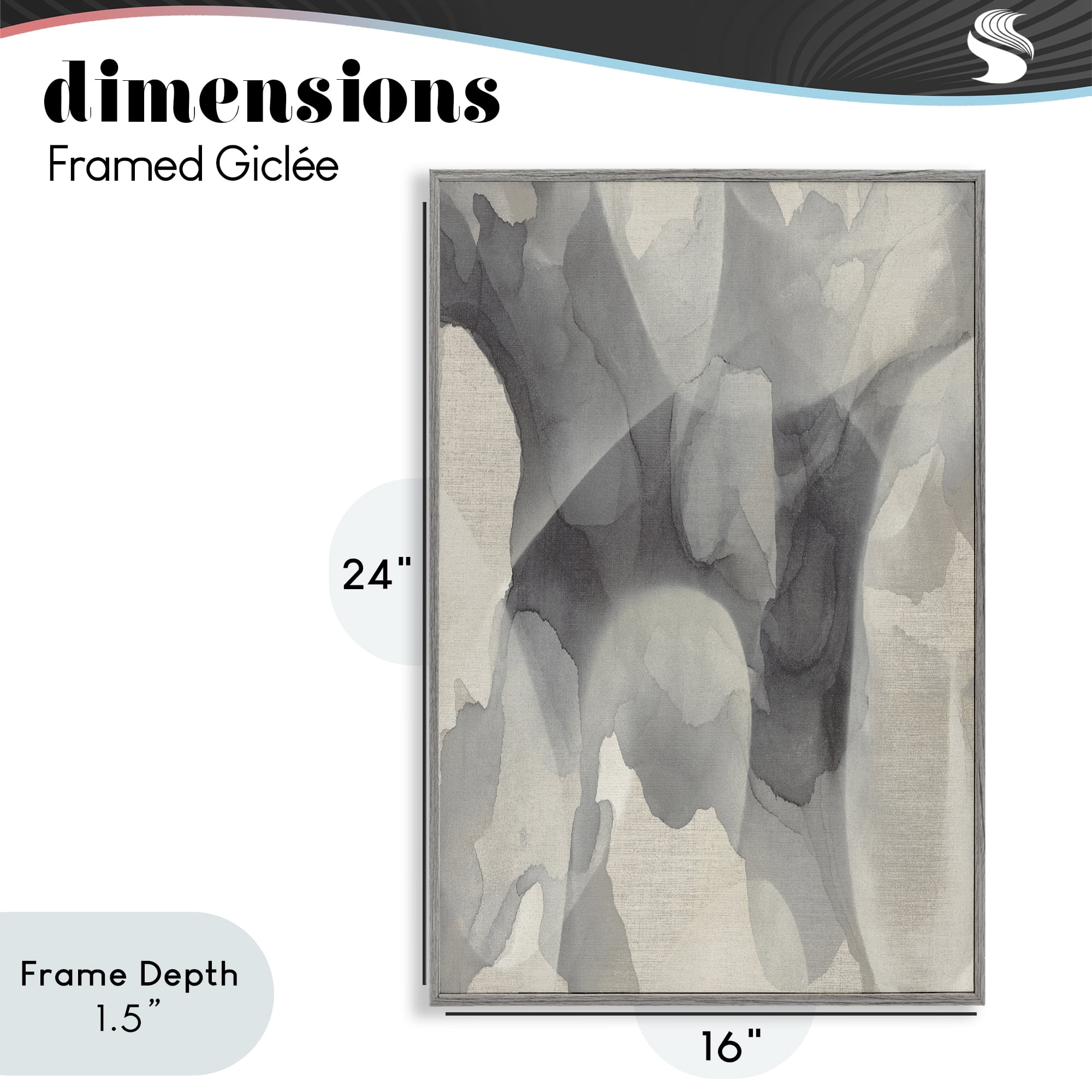 Stupell Industries Monochrome Watery Drips Gray Framed Giclee Art, design by Kippi Leonard