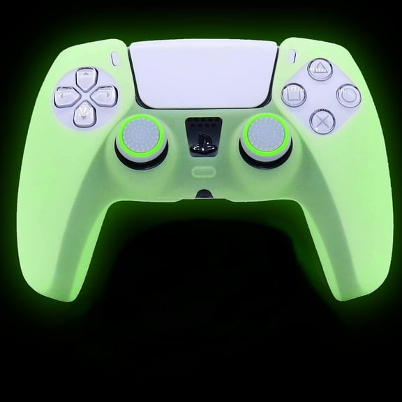 PS5 Controller Skin, Green Anti-Slip Glow in The Dark Protective Silicone Cover Skin Grips Compatiable with PS5 Controller
