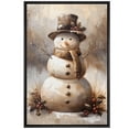 thumbnail image 2 of IDEA4WALL Framed Canvas Art Wall Decor Charming Snowman Smiling Snowman with Scarf and Top Hat Decorative Illustration Funny Retro Chic for Dorm Home Office - 24"x36" Black, 2 of 5