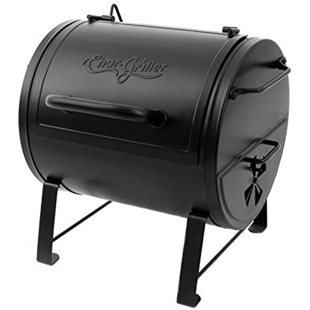 E82424 Smoker Side Fire Box Portable Charcoal Grill, Black