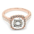 thumbnail image 3 of 1.90 ct. t.w Center 7.5MM Cushion Cut Lab Created Moissanite Diamond Solitaire Halo Engagement Ring In 14k Rose Gold Over Sterling Silver (VVS1 Clarity) Ring Size-4.5, 3 of 5