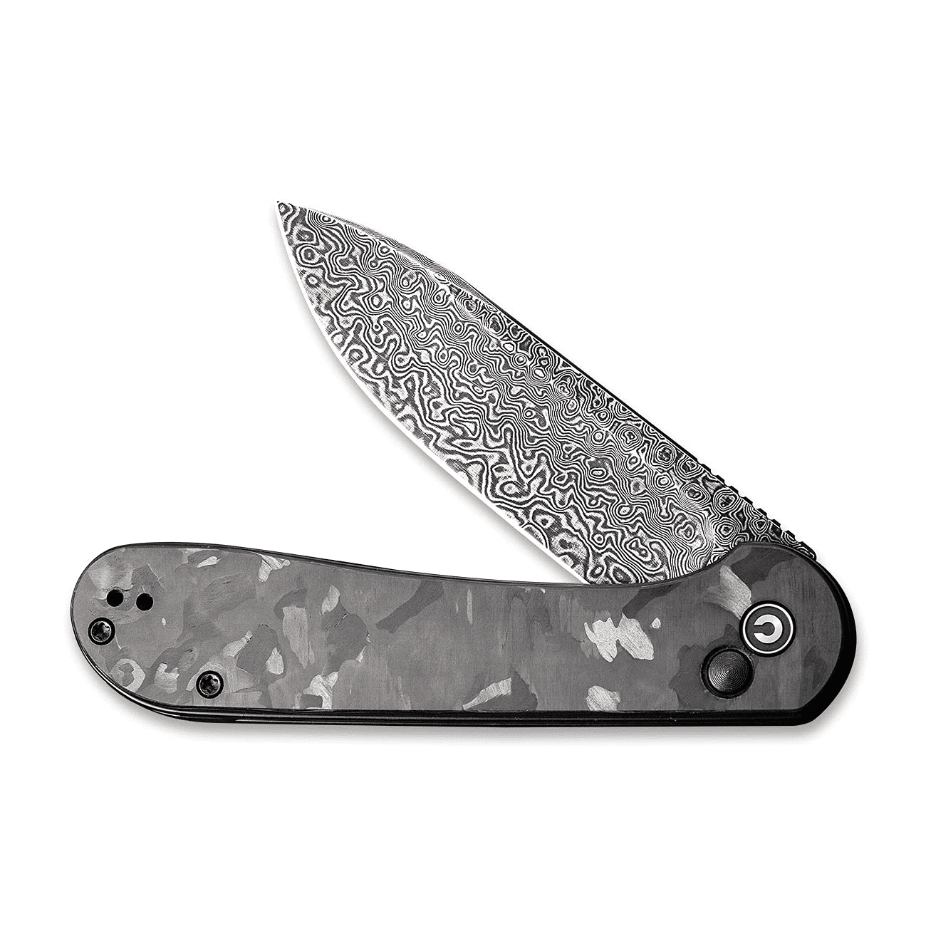 CIVIVI Pocket Folding Knife Button Lock Elementum 3.47" Damascus Blade C2103DS-3