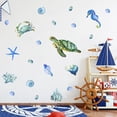 thumbnail image 4 of 2pcs Underwater fish stickers, children's room decoration, 3D seaweed, sea turtles, coral starfish wallpaper, underwater theme, 4 of 5
