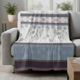 thumbnail image 2 of Blue Brown Stripes Blanket Soft Cozy Warm Throw Blanket for Couch, Plush Fuzzy Flannel Fleece Blankets for Sofa, Abstract Geometric Spring Flowers Country Bed Blankets Gifts for Men, 40"x50", 2 of 9