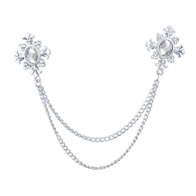 Broche para hombre, broche con cadena para solapa, para traje, mujer, joyería de fiesta, broche para hombre, Pin para abrigo, corbata, esmoquin, traje plateado