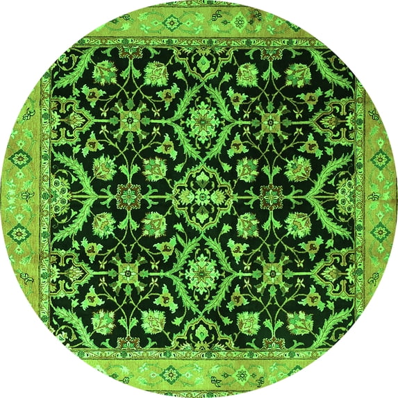 Ahgly Company Indoor Round Persian Green Traditional Area Rugs, 4' Round