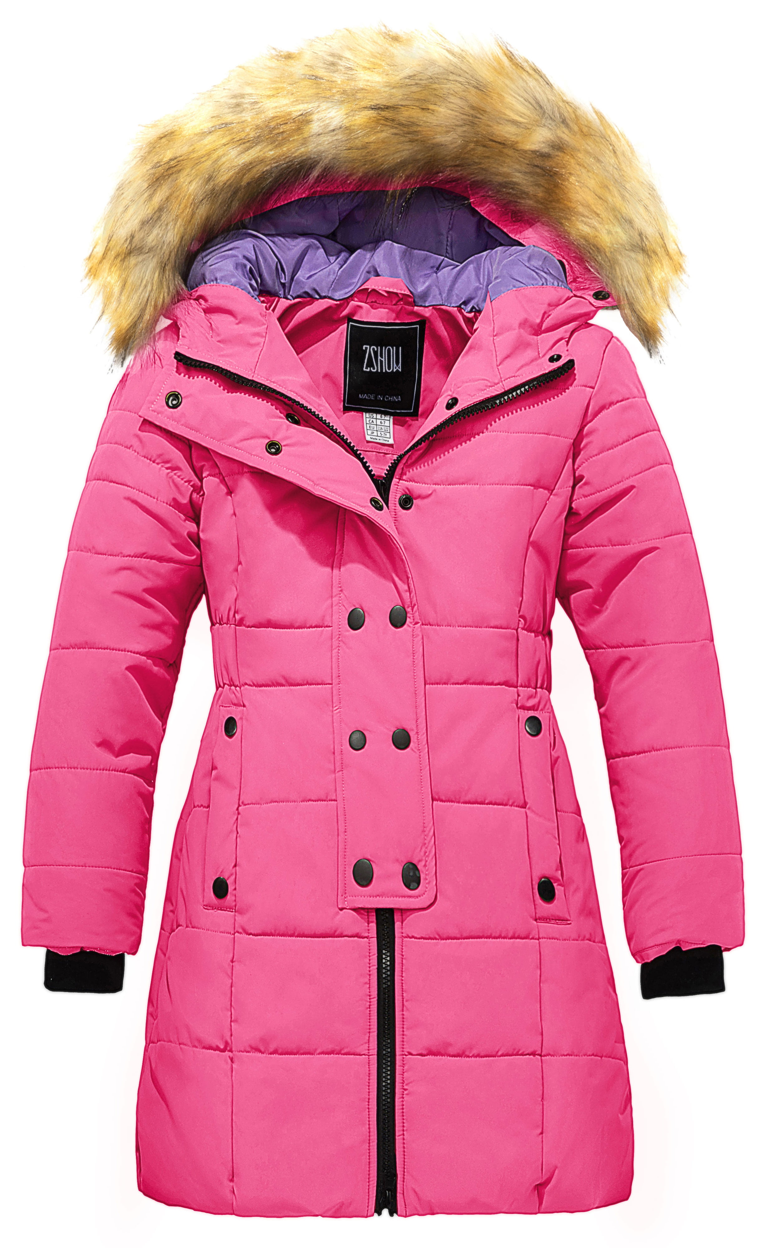 ZSHOW Girls' Mid-Length Winter Coat Parka Puffer Padded Hooded Jacket ...