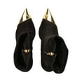 thumbnail image 6 of Schutz Luh Black Stretch Suede Gold Pointed Toe Stiletto Heel Fitted Ankle Boots (Black, 7), 6 of 6