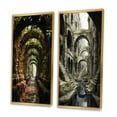 thumbnail image 3 of Designart "Earthy Enchanted Forest in Green and Brown Tunnel I" Tunnels Framed Wall Art Set Of 2 - Green Architecture Frame Gallery Set For Office Decor, 3 of 7