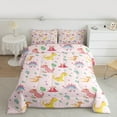 thumbnail image 5 of Homewish Cute Flower Dinosaur Queen Comforter Set for Kids, Jungle Leaf Botanical Bedding Sets, Kawaii Cartoon Animal Reversible Bedding Comforter Set, Breathable Home Decor, 3-Piece, 5 of 8