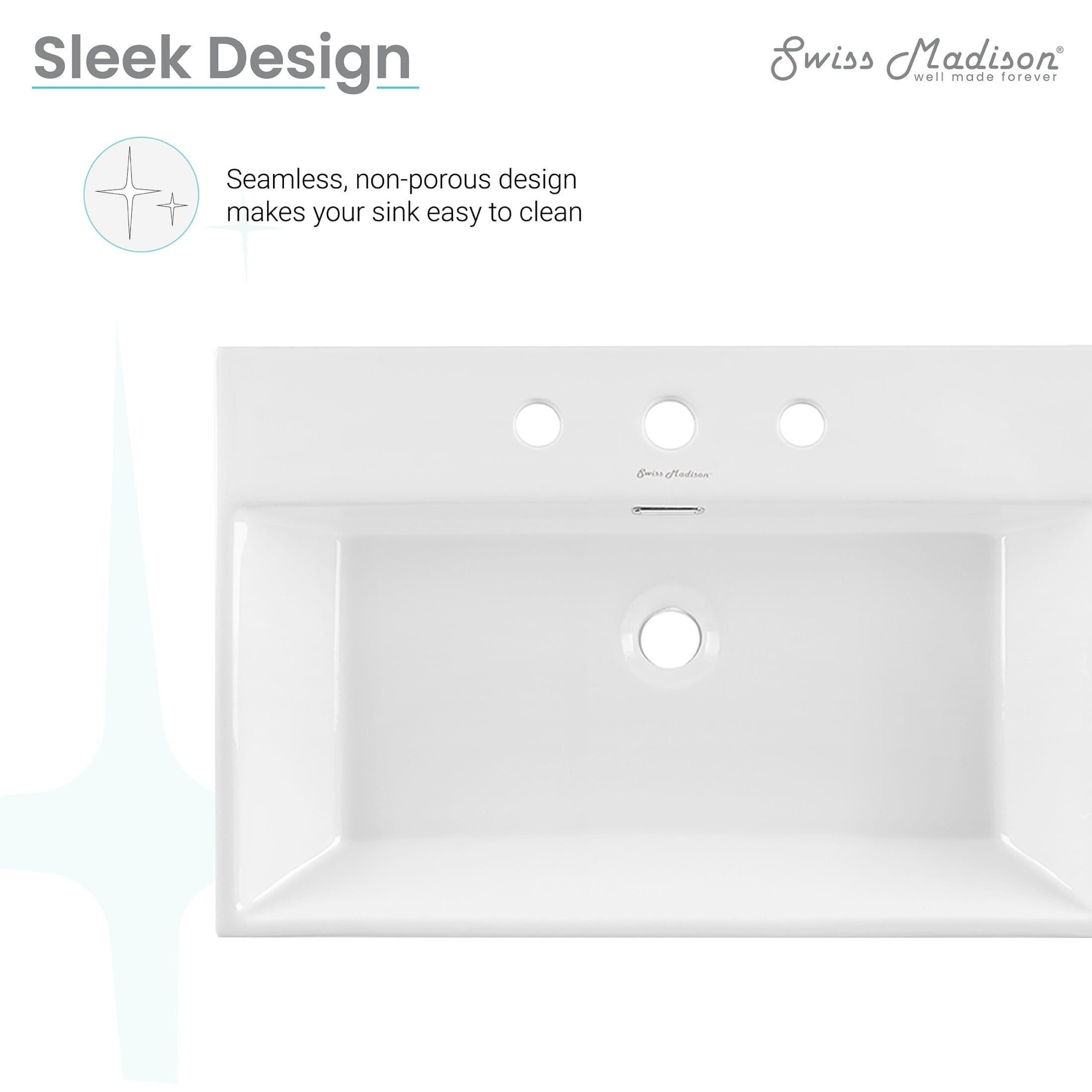 Claire 24" Rectangle Wall-Mount Bathroom Sink with 8" Widespread Holes
