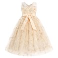 thumbnail image 2 of IBTOM CASTLE Flower Girls Dress for Wedding Round Neck Sleeveless Floral Embroidered Ruffle Tulle Dress Birthday Party Princess Pageant Gown with Bowknot 13-14 Years Beige, 2 of 7