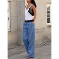 thumbnail image 2 of Women High Waist Wide Leg Pants, Loose Fit Long Trousers with Pockets for Daily Office Commute, 2 of 6