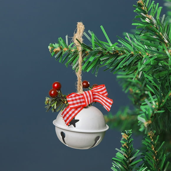 Classic Wrought Iron Bell Ornament for Christmas Tree Decoration, Festive Hanging Pendant with Holly Berry Design Ideal for Home Holiday Decor and Gifts