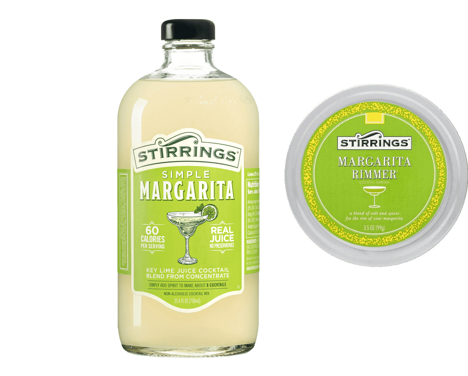 Stirrings Simple Margarita NonAlcoholic Cocktail Mix & Margarita Cocktail Rimmer