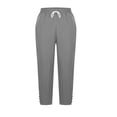 thumbnail image 7 of Lenpel Women's Casual Pants Elastic High Waisted Drawstring Side Button Tapered Leg Pants Loose Beach Trousers with Pockets, 7 of 7