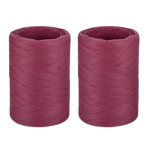 Raffia Paper Ribbon 98 Yard Raffia String Paper Rope Handmade Paper Craft Cord Deep Red / 2 Pcs