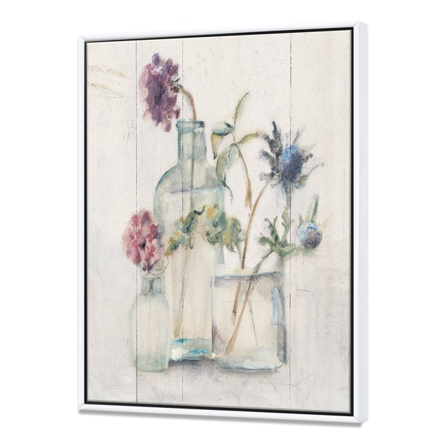 Blossoms on Birch Cottage Bouquet II - Farmhouse Framed Canvas