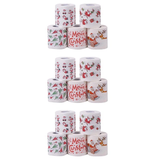 5 Estilos de Rollo de Papel de Papá Toallas de Papel de Seda Decoraciones Navideñas Navidad Papá Sala de Oficina Papel Higiénico 15 Rollos