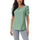 thumbnail image 1 of Blusas de Manga Corta Arrugadas para Mujeres INSPIRE CHIC, Camisetas Elegantes y Casual con Cuello Redondo, Camisetas de Verano L Verde, 1 of 5