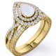 thumbnail image 1 of JeenMata Anillo de Bodas de Filigrana Cruzada con Ópalo de Fuego en Forma de Pera y Moissanita de 1,75 Quilates - Engaste de Doble Halo Pavé - Chapado en Oro Amarillo de 18 K sobre Plata, 1 of 6
