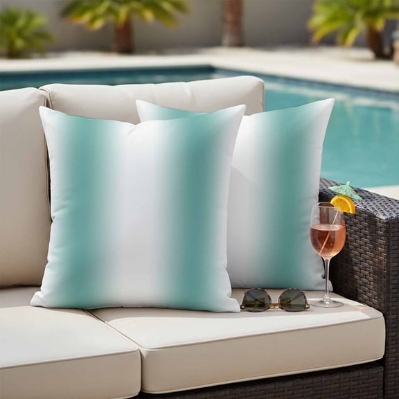 Aqua Teal White Ombre Outdoor Pillow Covers 26x26 Inch Throw Pillow Covers Set of 2 Waterproof Decorative Pillow Cases Modern Abstract Art Farmhouse Gradient Cushion Covers for Patio Furniture Garden
