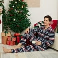 thumbnail image 4 of Vulcanodon Mens Fleece Pajama Set, Ultra Soft Warm Long Sleeve Prints Sleepwear Cozy Button Down Pjs for Men(RED-BLUE RHOMBUS, S), 4 of 5