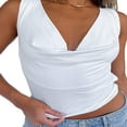 thumbnail image 1 of AMERTEER Womenacute;s Summer Mini Skinny Vest Solid Color Sleeveless Backless Deep V Neck Crop Tops, 1 of 5