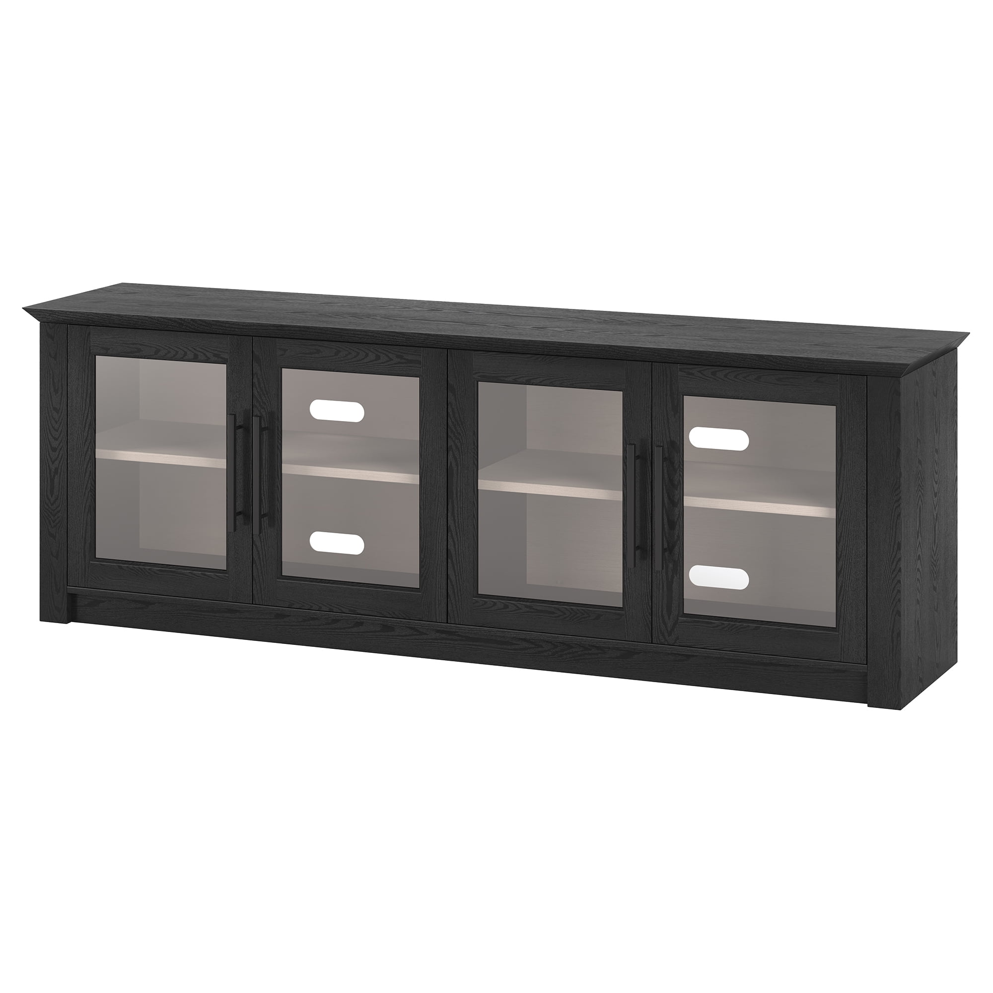 Thornwell Rectangular TV Stand for TV's up to 78" with Glass Doors in Black Grain/Alder White