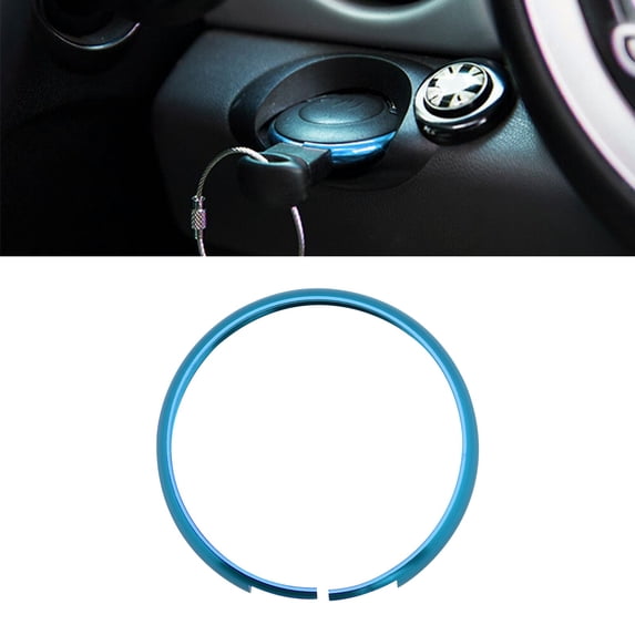 Xotic Tech Sky Blue Aluminum Alloy Remote Control Key Cover Ring Rim Surrounding Compatible with Mini Cooper JCW R55 R56 R57 R58 R59 R60 R61
